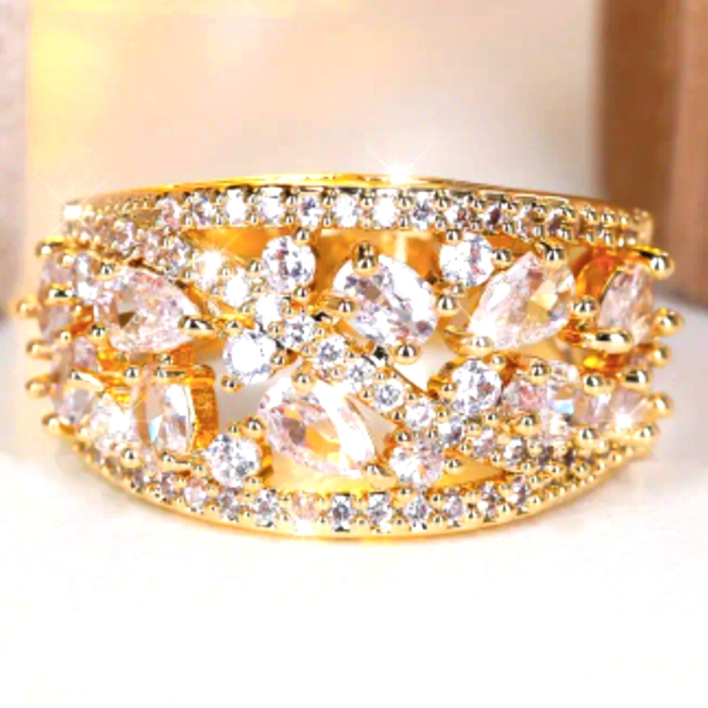 Elegant, Luxury, White, Paved Zirconia Ring (NWT)
